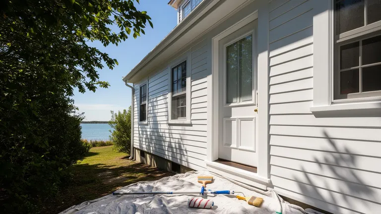 Interior trim painting on a bright Cape Cod home